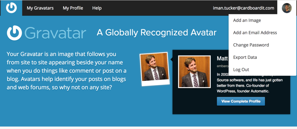 add image in gravatar wordpress