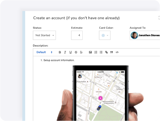 Opened Card User Story Map Example